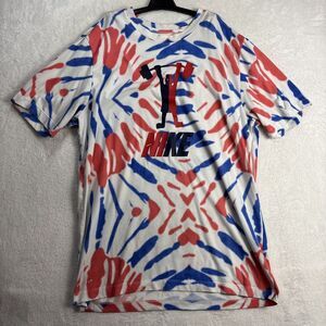 The Nike Tee T-Shirt Men Size Large Tie Dye Weightlifting Graphic Dri-Fit Red